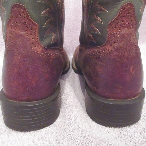 Ariat Sport Wide Square Toe Cowboy Boots Mens 12 D Green Leather Cowboy Botas - Picture 13 of 14